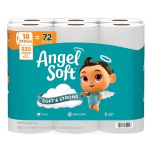 Angel Soft Toilet Paper, 2-Ply Bath Tissue, Soft & Strong Septic-Safe Bathroom Tissue Rolls