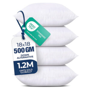 Utopia Bedding Throw Pillow Inserts (Set of 4, 18×18 Inches) – Soft Decorative Pillows for Sofa, Bed & Couch (White)
