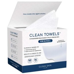Clean Skin Club Clean Towels XL Sensitive Skin – Ultra-Soft Disposable Face Towels for Sensitive Skin (50 Count)