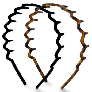 Kitsch Zig Zag Headbands for Women & Men – Recycled Plastic Non-Slip Comb Headband 2-Pack, Wavy Teeth Hair Band for Slicked-Back Hairstyles