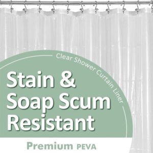 Barossa Design Plastic Shower Liner Clear – Premium Waterproof PEVA Shower Curtain Liner with Rustproof Grommets & Bottom Magnets (72″×72″)