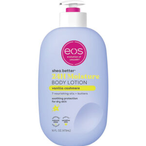eos Shea Better Body Lotion – Vanilla Cashmere, 24-Hour Moisture Lightweight Non-Greasy Lotion, Natural Shea & Vegan Formula (16 fl oz)