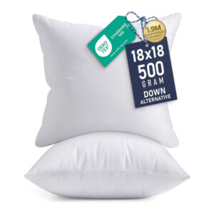 Utopia Bedding Throw Pillow Inserts (Pack of 2, 18×18 Inches) – Plush Decorative Indoor Pillows for Sofa, Bed & Couch