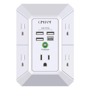 QINLIANF 5-Outlet Wall Charger & Surge Protector with 4 USB Charging Ports (1680J)