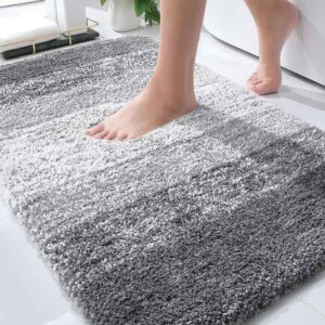 OLANLY Bathroom Rug – Absorbent Microfiber Non-Slip Bath Mat (30×20 Inches), Quick-Dry, Machine Washable Floor Mat for Bath, Shower & Toilet (Grey)