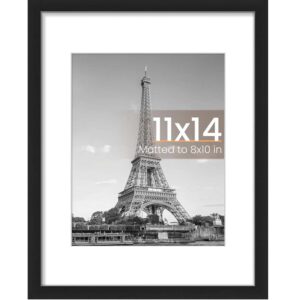 upsimples 11×14 Picture Frame – Display Pictures 8×10 with Mat or 11×14 Without Mat, Wall Hanging Photo Frame for Home & Office